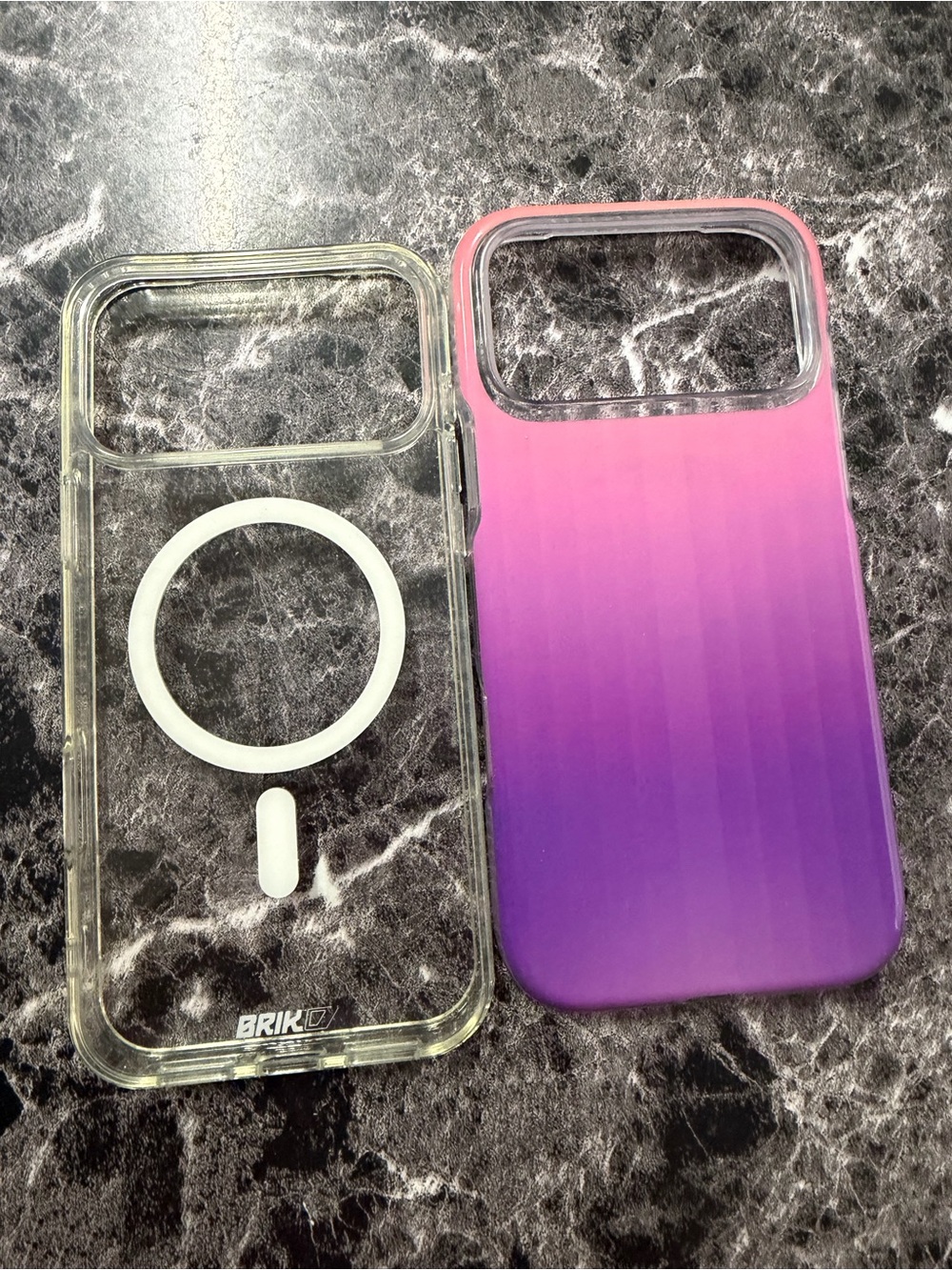 Clear MagSafe-Compatible Case & Pink to Purple Gradient Case